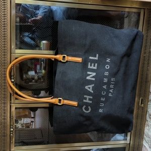 Chanel style canvas tote bag